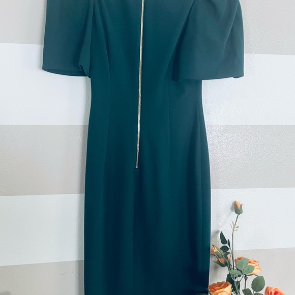 Calvin Klein Green Puff Sleeve Sheath Dress - Picture 3 of 8